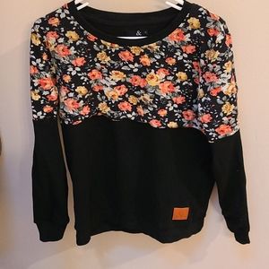 Floral color block sweatshirt